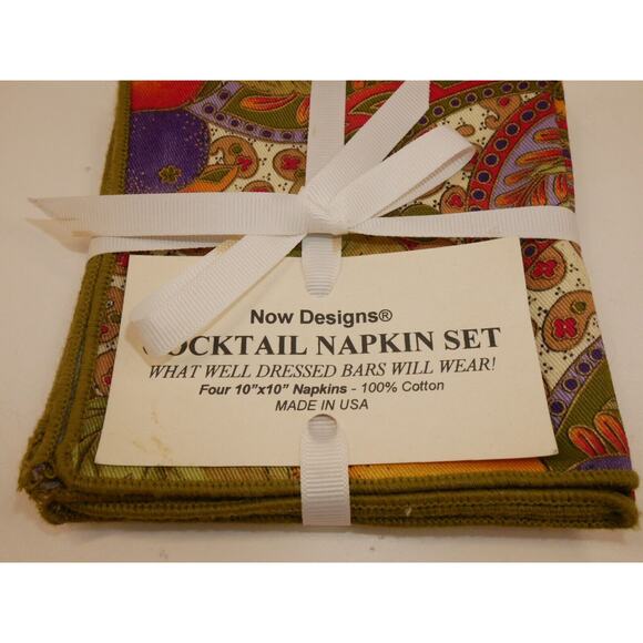 Now Designs Cocktail Napkins Fruit Pattern- Set of 4 New - Picture 2 of 6